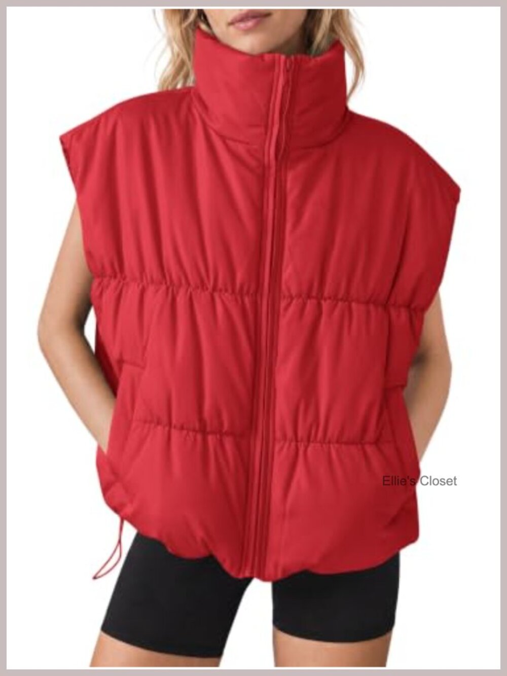 Women's Quilted Puffer Vest Sleeveless Zip Up Y2K Outerwear with Pockets
